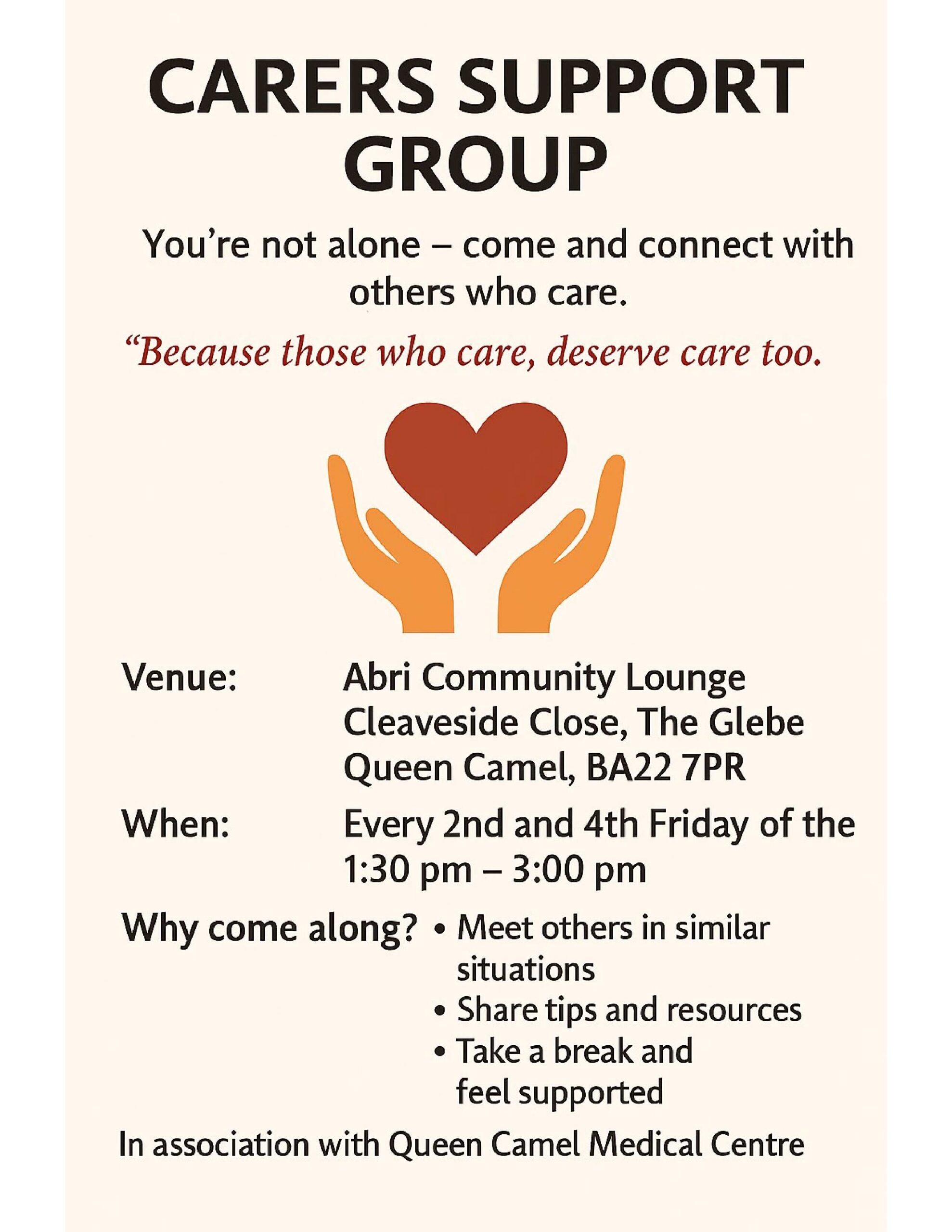 Carers Support Group – Starting 10th April